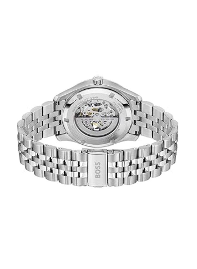 BOSS Principle Skeleton Mech-Automatic Men’s Watch 1514236 Green Dial Silver Stainless Steel - Image 3